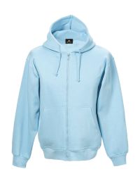Himmelblaue Unisex Kapuzen-Sweatjacke, gerade geschnitten, mit Kängurutaschen und Kapuze